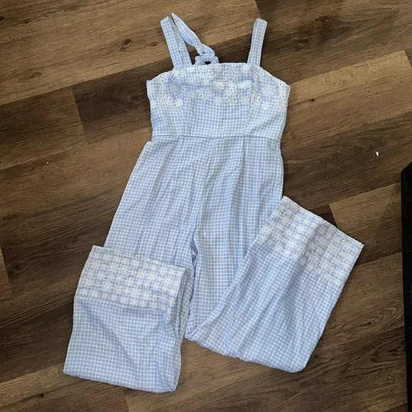 Blue checkered and daisy jumpsuit - Picture 5 of 9